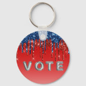 Moderne Patriottische Glitter Drip Stem Sleutelhanger (Voorkant)