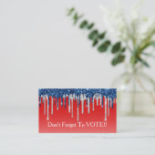 Moderne Patriottische Glitter Drip Stemherinnering Visitekaartje (Staand voorkant)