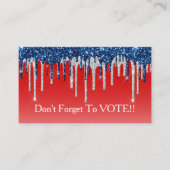 Moderne Patriottische Glitter Drip Stemherinnering Visitekaartje (Voorkant)