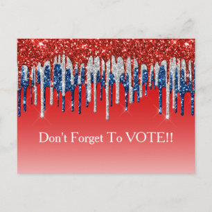 Moderne patriottische glitterdruppel stemherinneri briefkaart