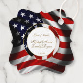 Moderne patriottische legant USA Flag Gold Wedding Bedankjes Labels (Achterkant)