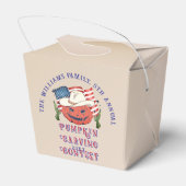 Moderne Patriottische Pompoen Showdown Halloween Bedankdoosjes (Achterkant)