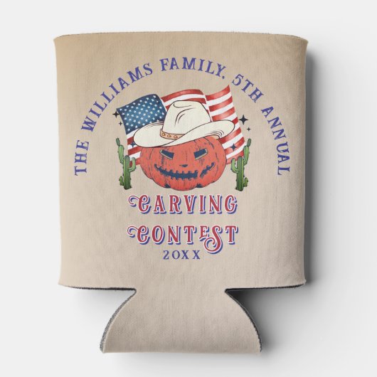 Moderne Patriottische Pompoen Showdown Halloween Blikjeskoeler (Achterkant)
