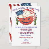Moderne Patriottische Pompoen Showdown Halloween Kaart (Voorkant / Achterkant)