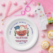 Moderne Patriottische Pompoen Showdown Halloween Papieren Bordje (Feest)