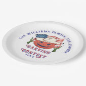 Moderne Patriottische Pompoen Showdown Halloween Papieren Bordje (Gekanteld)