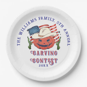 Moderne Patriottische Pompoen Showdown Halloween Papieren Bordje