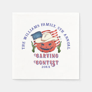 Moderne Patriottische Pompoen Showdown Halloween Servet