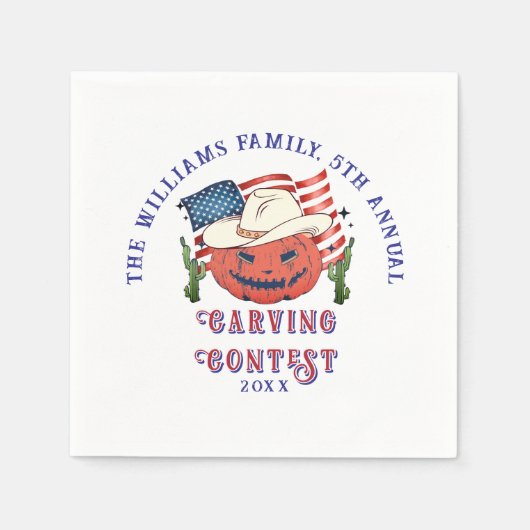 Moderne Patriottische Pompoen Showdown Halloween Servet (Voorkant)