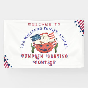 Moderne Patriottische Pompoen Showdown Halloween Spandoek