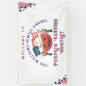 Moderne Patriottische Pompoen Showdown Halloween Spandoek (Verticaal)
