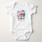 Moderne Patriottische Popsicle Persoonlijke Baby Romper (Voorkant)