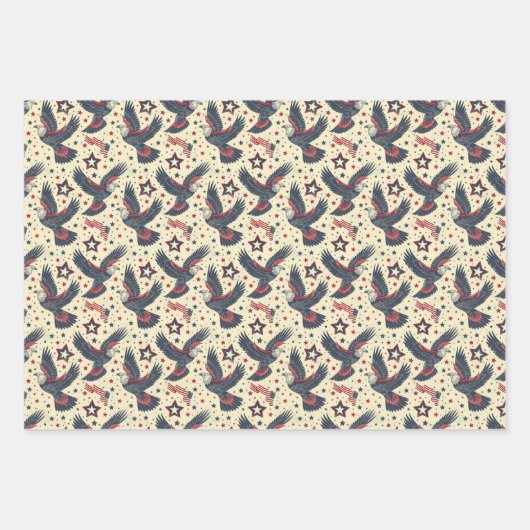 Moderne Patriottische Rood Wit Blauw Rustieke Gift Inpakpapier Vel (Voorkant 2)