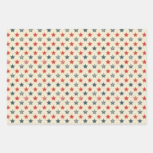 Moderne Patriottische Rood Wit Blauw Rustieke Gift Inpakpapier Vel (Voorkant)