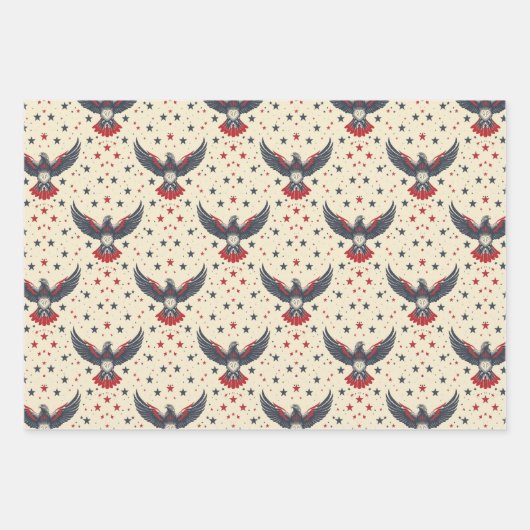 Moderne Patriottische Rood Wit Blauw Rustieke Gift Inpakpapier Vel (Voorkant 3)