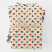 Moderne Patriottische Rood Wit Blauw Rustieke Gift Inpakpapier Vel (In situ)