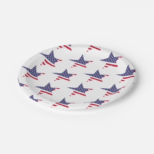 Moderne patriottische sterren en Stripes Red White Papieren Bordje (Gekanteld)