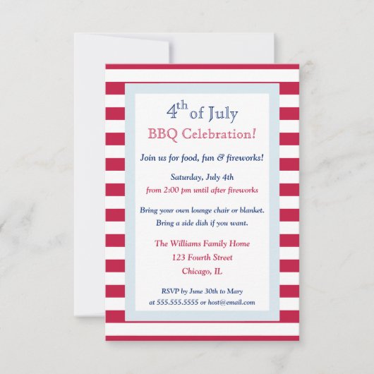 Moderne Patriottische Zomer 4 juli Barbecuefeest Kaart (Voorkant)