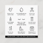 Moderne patronen Eyelash Extensions Lash Aftercare Vierkante Visitekaartje (Achterkant)