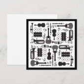 Moderne patronen voor zwarte en witte muziekinstru bedankkaart (Voorkant / Achterkant)