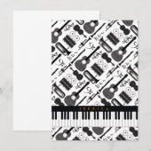 Moderne patronen voor zwarte en witte muziekinstru notitiekaartje (Voorkant / Achterkant)