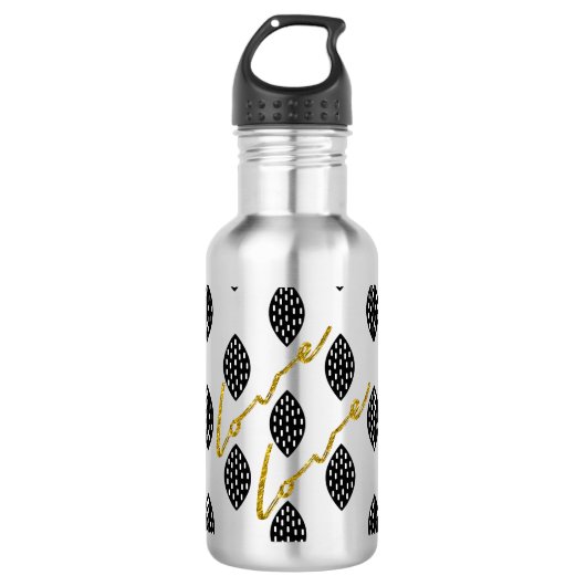 Moderne patroon gouden liefde elegant script waterfles (Voorkant)