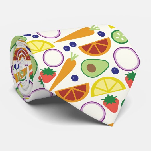 Moderne patroon groenten en fruit stropdas (Opgerold)