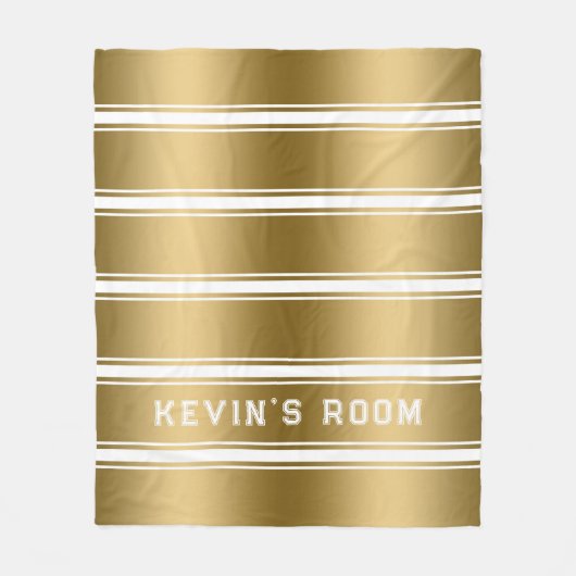 Moderne patroon met witte en goudstrepen fleece deken (Voorkant)