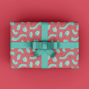 Moderne Patroon Rode Kerstmis Cadeaupapier