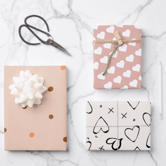 Moderne patroon schattige roze stippen 21e verjaar inpakpapier vel (Voorkant)