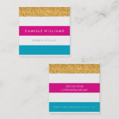 MODERNE PATROON streep heldere kleurrijke gouden g Vierkante Visitekaartje (Voorkant / Achterkant)