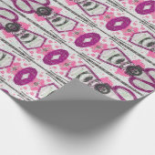 Moderne Patroonroze witte Paars ontkoppeling Cadeaupapier (Hoek)