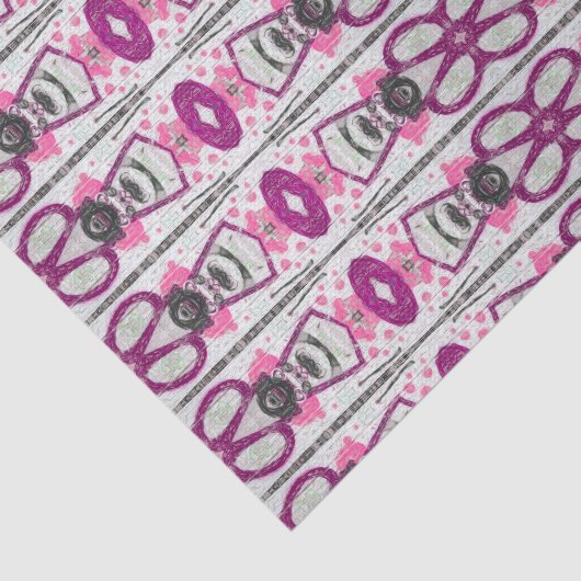 Moderne  Patroonroze witte Paars ontkoppeling Tissuepapier (Detail)