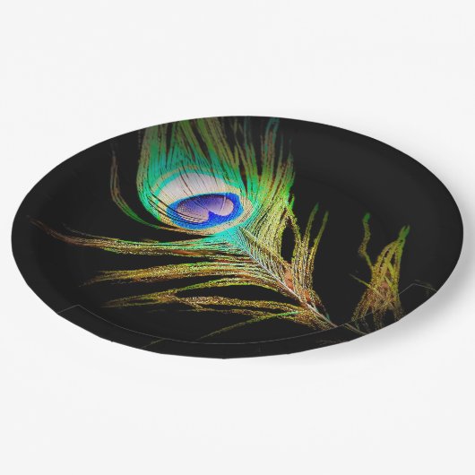 Moderne pauw papieren bordje (Gekanteld)