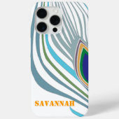 Moderne pauwenveer gepersonaliseerde damast telefo Case-Mate iPhone case (Achterkant)