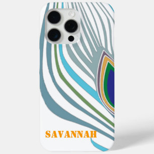 Moderne pauwenveer gepersonaliseerde damast telefo iPhone 15 pro max hoesje