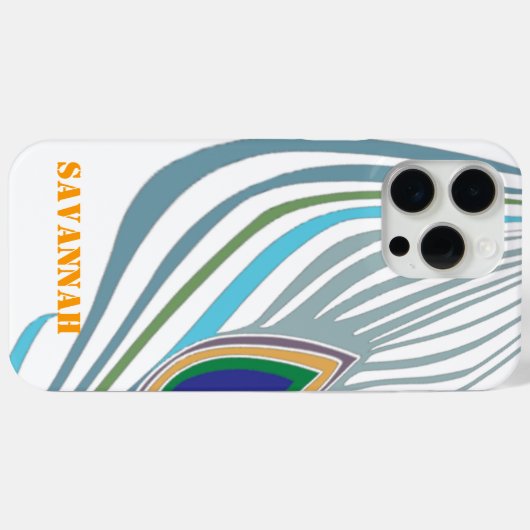 Moderne pauwenveer gepersonaliseerde damast telefo Case-Mate iPhone case (Achterkant (horizontaal))