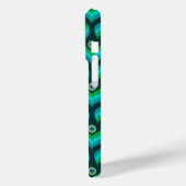 Moderne Pauwenveerpatroon Monogram Case-Mate iPhone Case (Achterkant / Links)