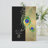 Moderne pauwenveren Faux Jewel Place Kaarten (Staand voorkant)