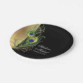 Moderne pauwenveren Faux Jewel Scroll Bruiloften Papieren Bordje (Gekanteld)