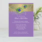 Moderne pauwenveren namaak juweel scroll krul kaart (Staand voorkant)