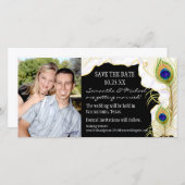 Moderne Pauwenveren Nep Lint Damast Krul Save The Date (Voorkant / Achterkant)