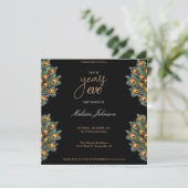 Moderne pauwenveren oudejaarsavond feest kaart (Staand voorkant)