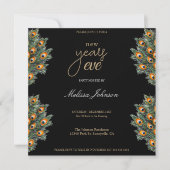 Moderne pauwenveren oudejaarsavond feest kaart (Voorkant)