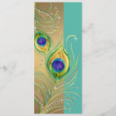 Moderne pauwenveren Waterverf gouden juweel Menu (Achterkant)