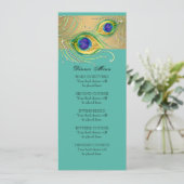 Moderne pauwenveren Waterverf gouden juweel Menu (Staand voorkant)