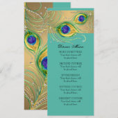 Moderne pauwenveren Waterverf gouden juweel Menu (Voorkant / Achterkant)