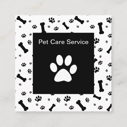 Moderne Paw Print Pet Service Vierkante Visitekaartje (Voorkant)