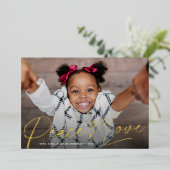Moderne Peace Heart Love Holiday Foto Gold Foil Folie Feestdagenkaart (Staand Voorkant)