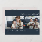 Moderne Peace On Earth Script 3 Foto Feestdagenkaart (Voorkant / Achterkant)